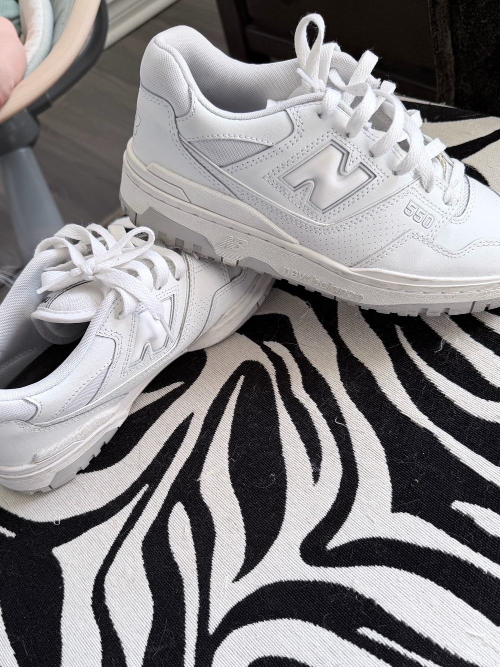 New Balance White Leather 550 Sneakers